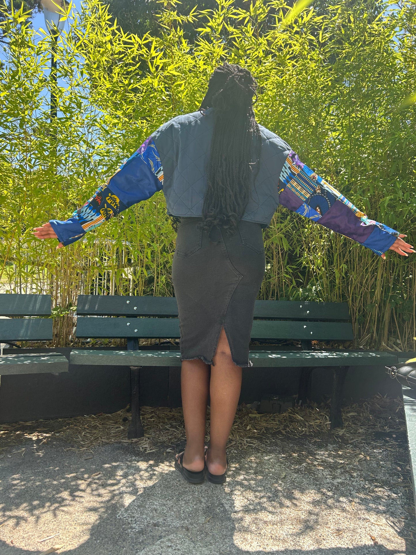 Veste en jeans patchwork sur mesure