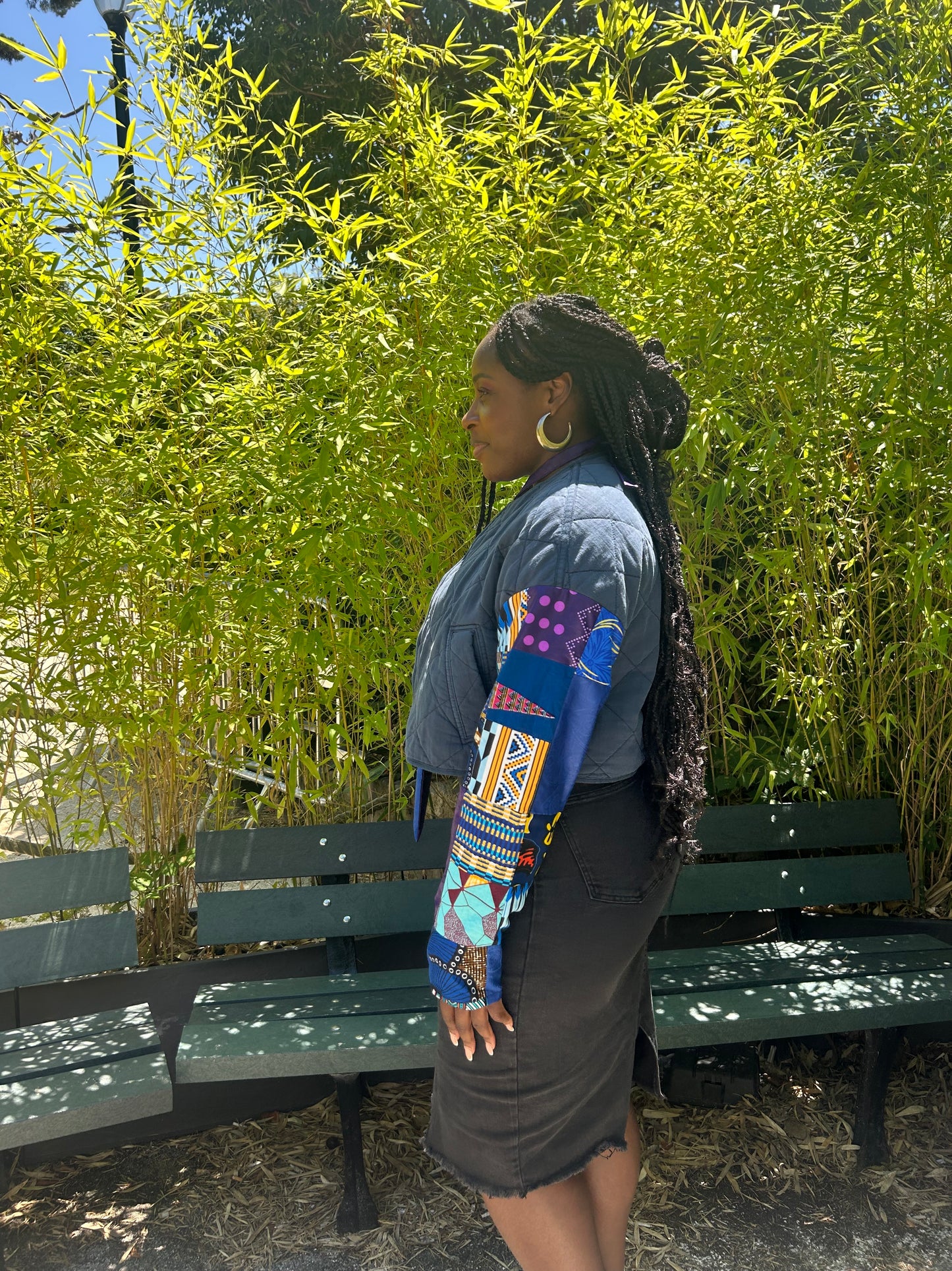 Veste en jeans patchwork sur mesure