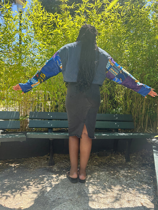 Veste en jeans patchwork sur mesure